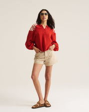 Embroidered Boho Blouse - Orange
