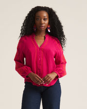 Saddle Stitch Blouse - Magenta