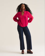 Saddle Stitch Blouse - Magenta