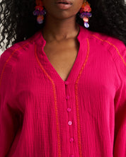 Saddle Stitch Blouse - Magenta