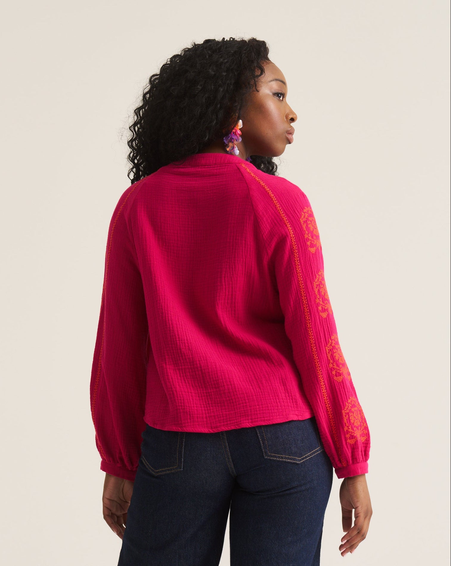 Saddle Stitch Blouse - Magenta