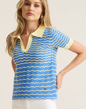 Stripe Wave Polo - Marine Blue