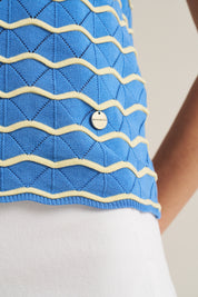 Stripe Wave Polo - Marine Blue