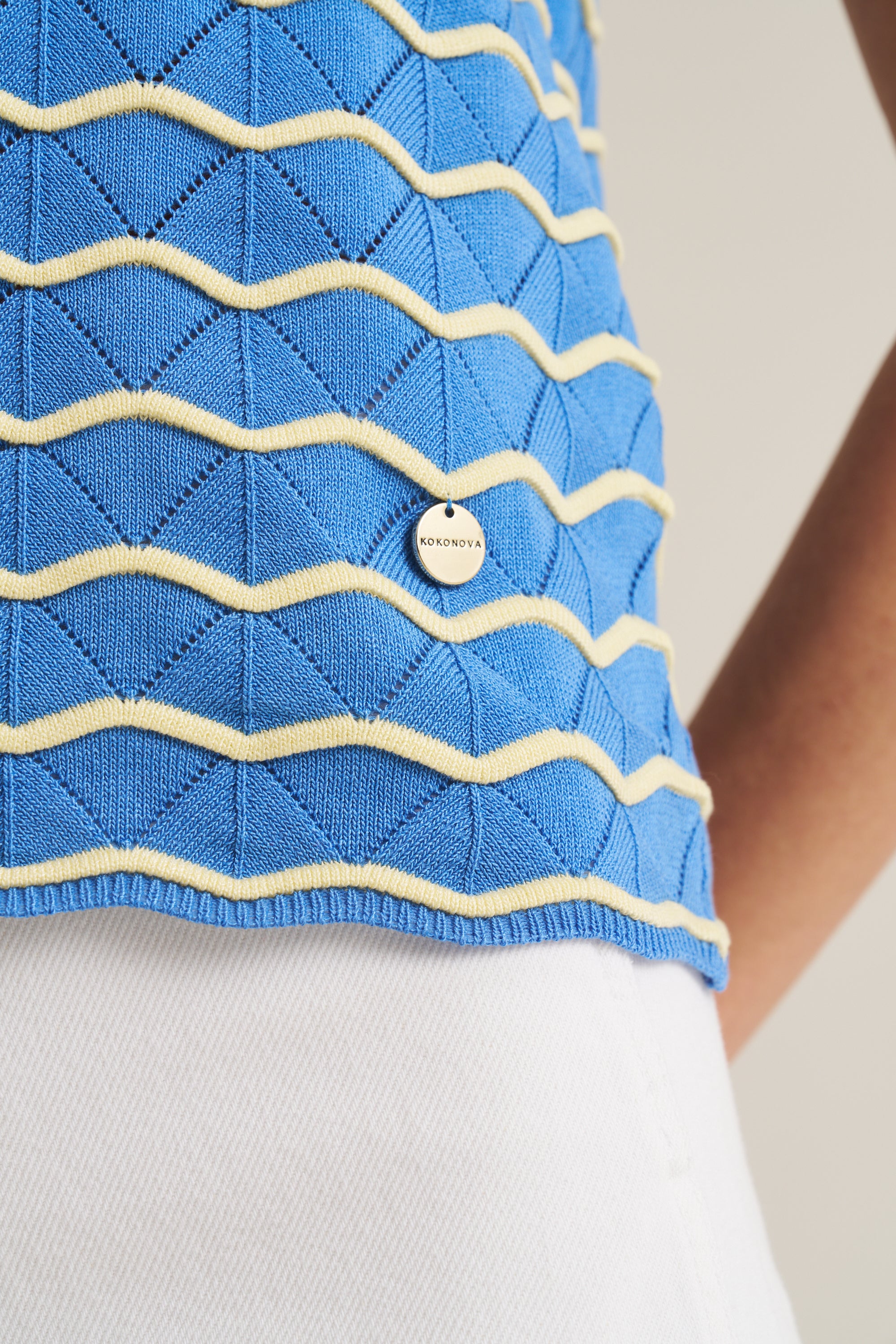Stripe Wave Polo - Marine Blue