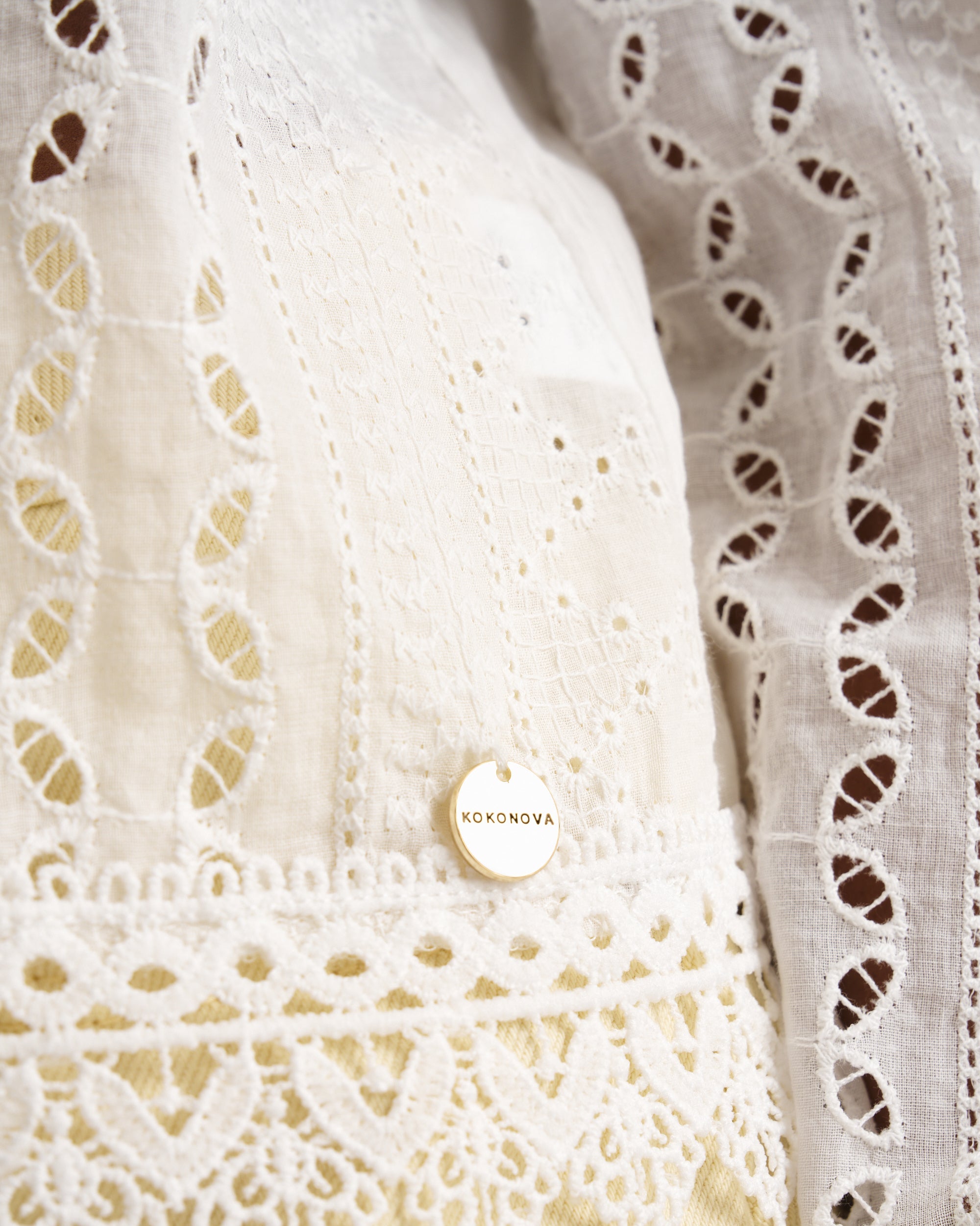 Anglaise Trim Blouse - White