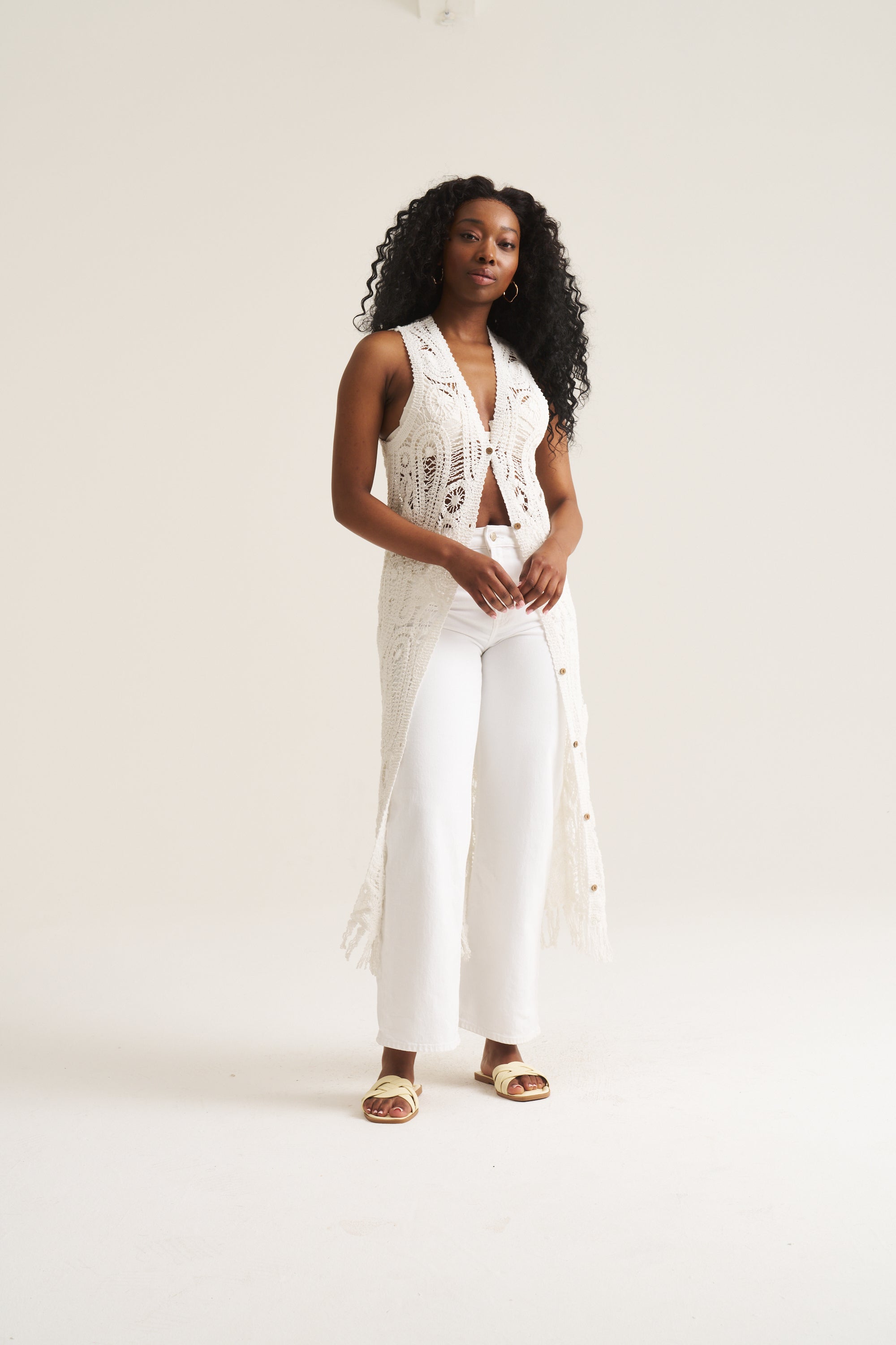 Resort Crochet Waistcoat Dress