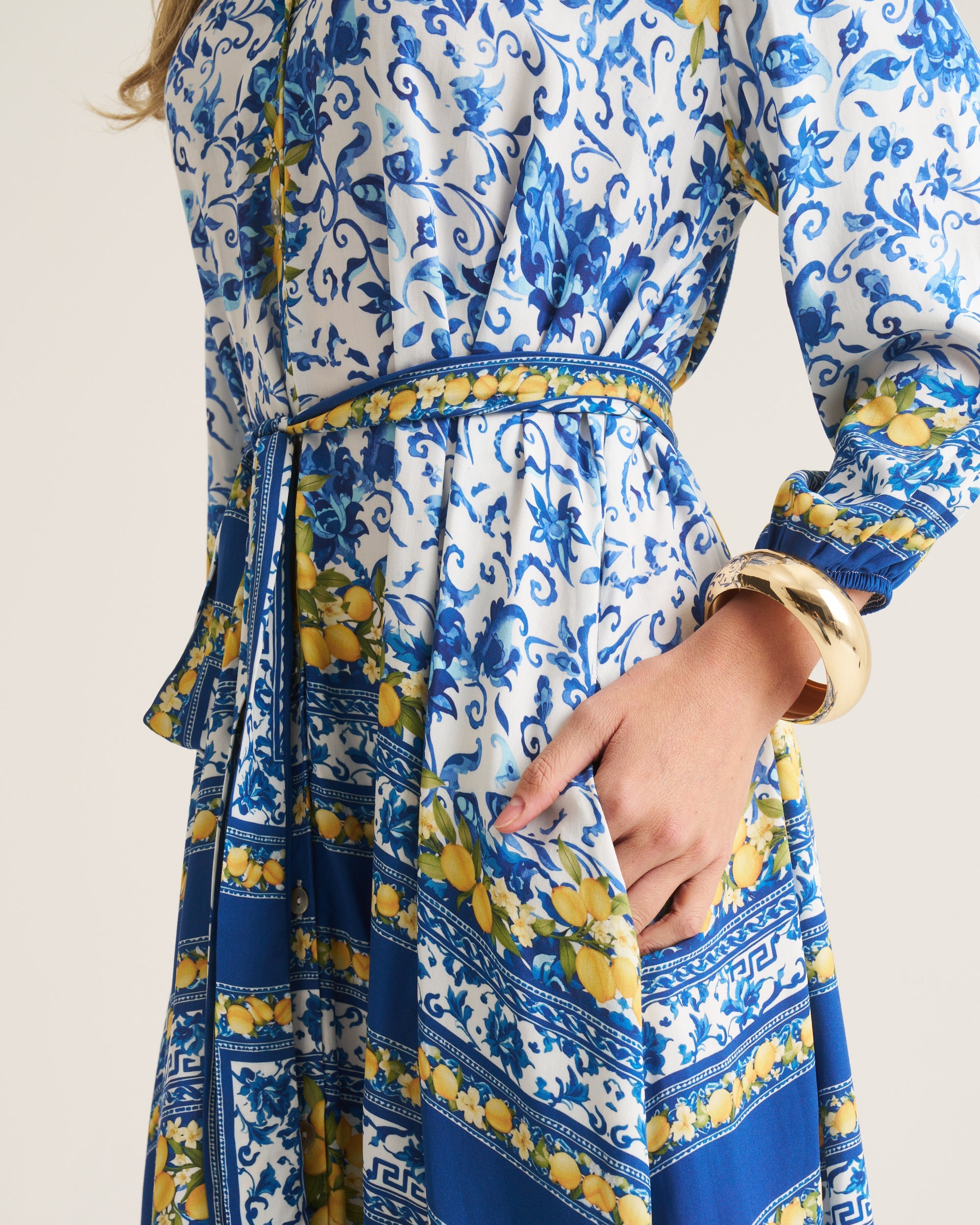 Kiara Shirt Dress in Lemon Tile