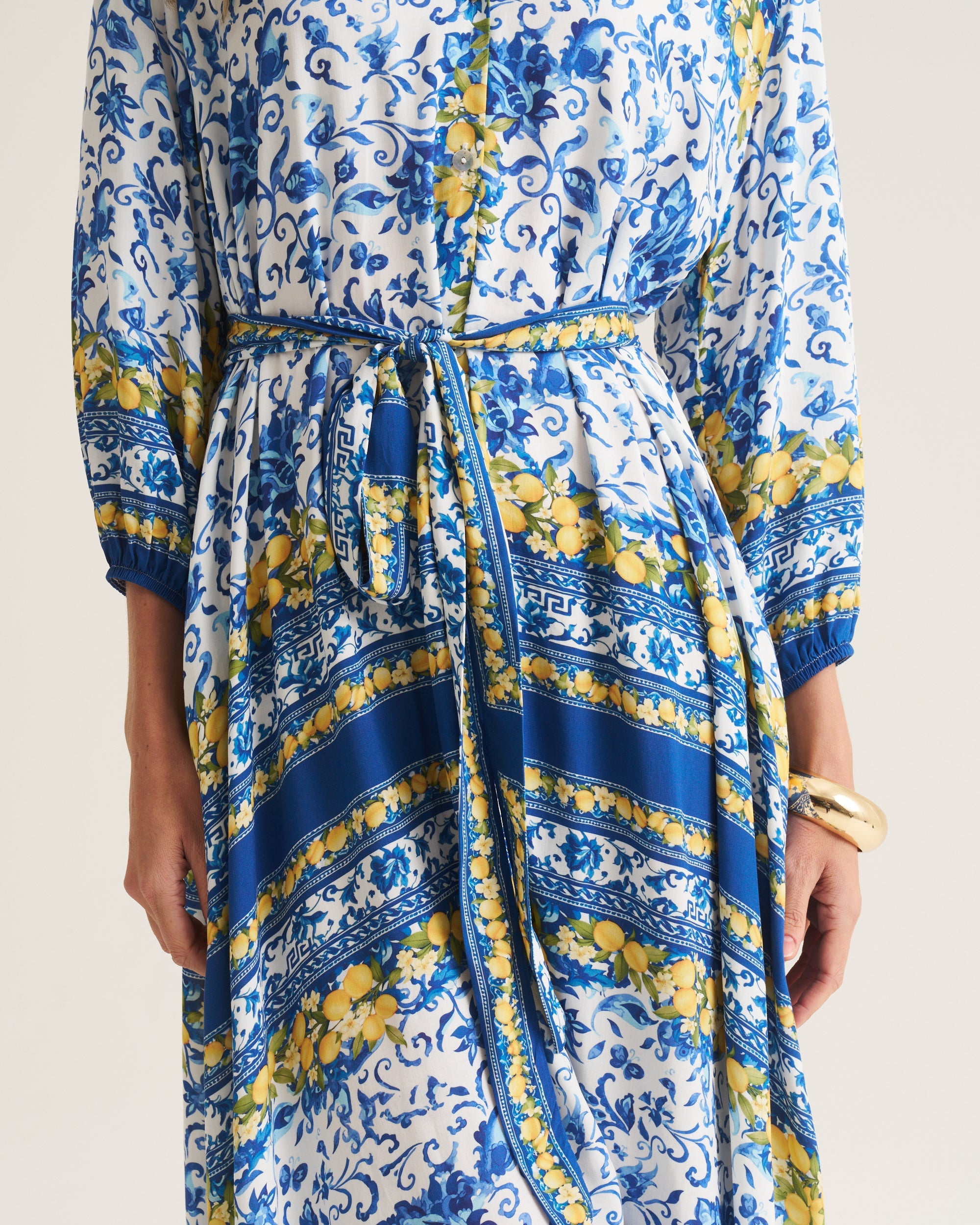Kiara Shirt Dress in Lemon Tile