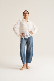 Vine Cotton Blouse in White