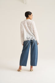 Vine Cotton Blouse in White