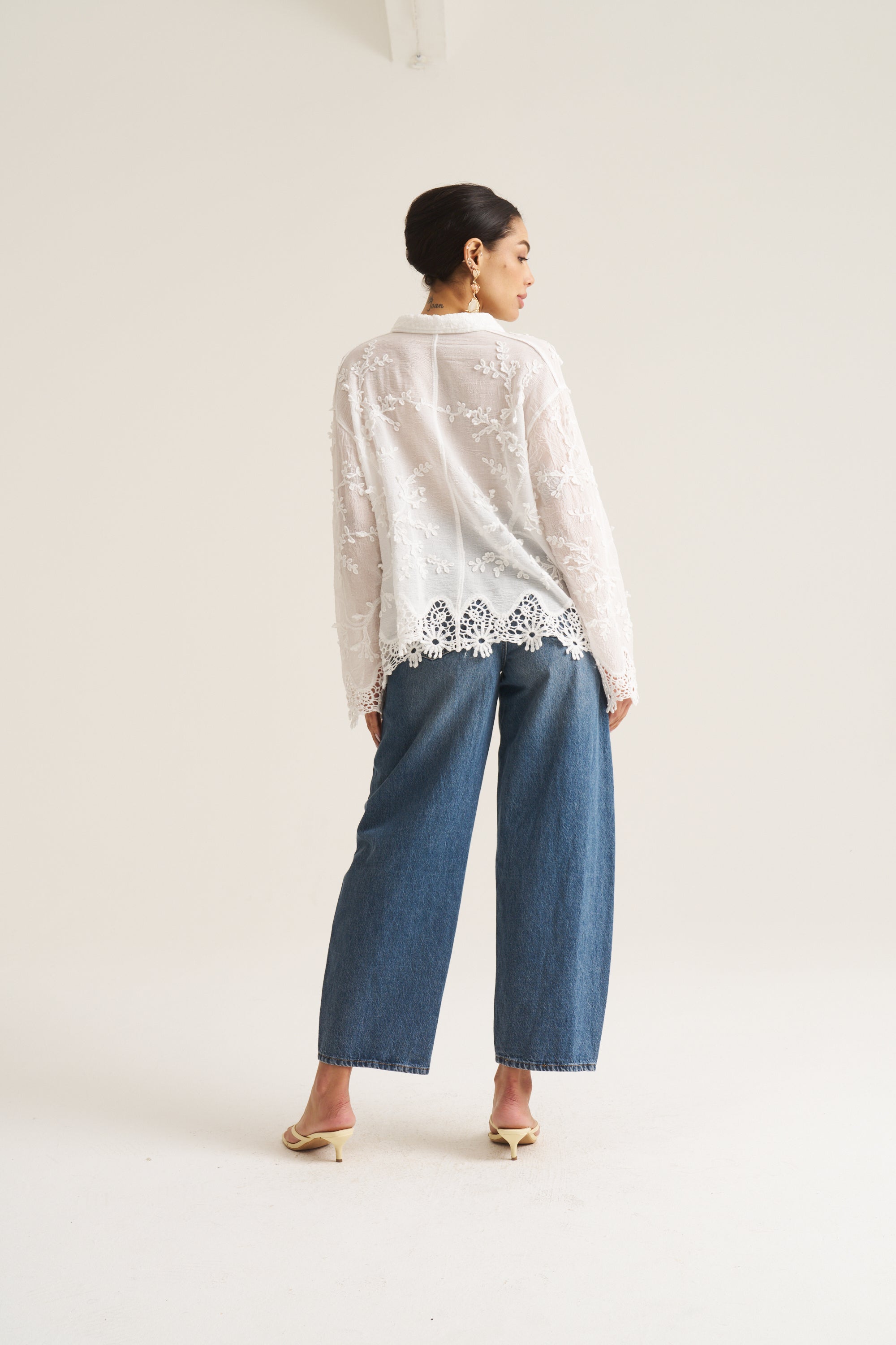 Vine Cotton Blouse in White