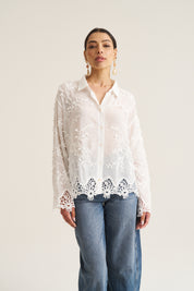 Vine Cotton Blouse in White