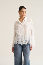 Vine Cotton Blouse in White