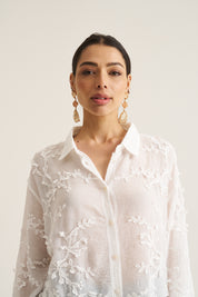 Vine Cotton Blouse in White
