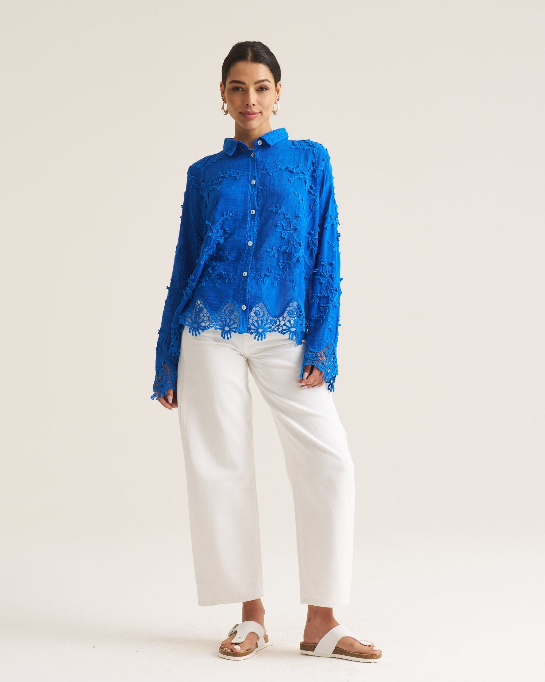 Vine Cotton Blouse in Cobalt – KOKONOVA