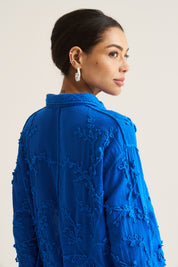 Vine Cotton Blouse in Cobalt