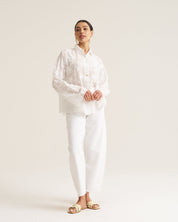 Floral Applique Blouse - White