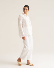 Floral Applique Blouse - White