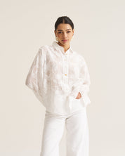 Floral Applique Blouse - White