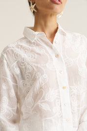 Floral Applique Blouse - White