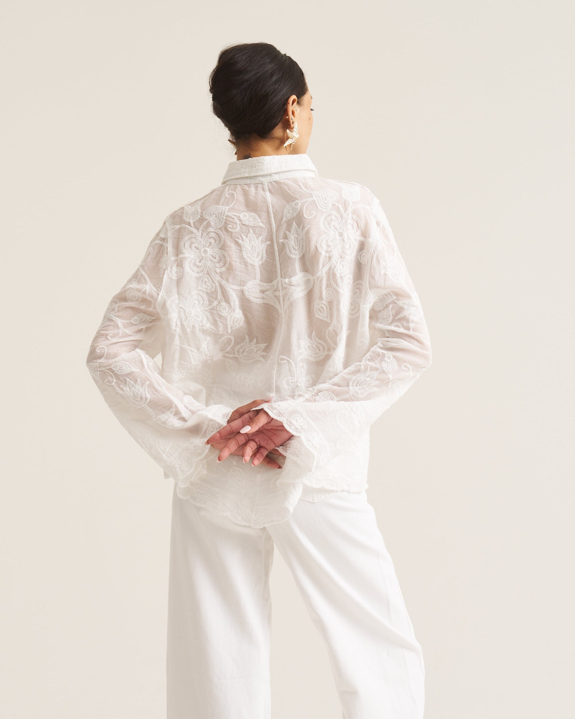 Floral Applique Blouse - White