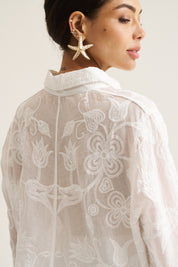 Floral Applique Blouse - White