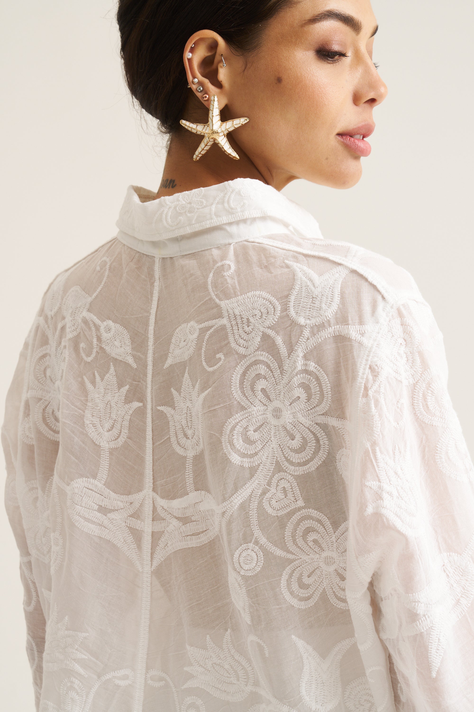 Floral Applique Blouse - White