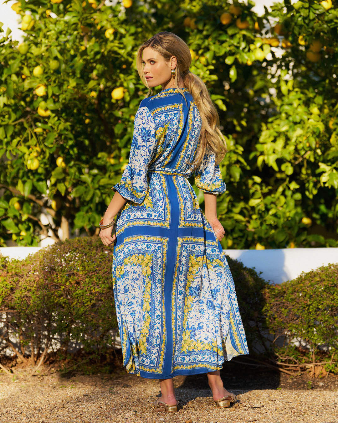Kiara Shirt Dress in Lemon Tile
