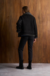 Black Sherpa Biker Jacket