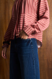 Artist Wine Stripe Collared Blouse
