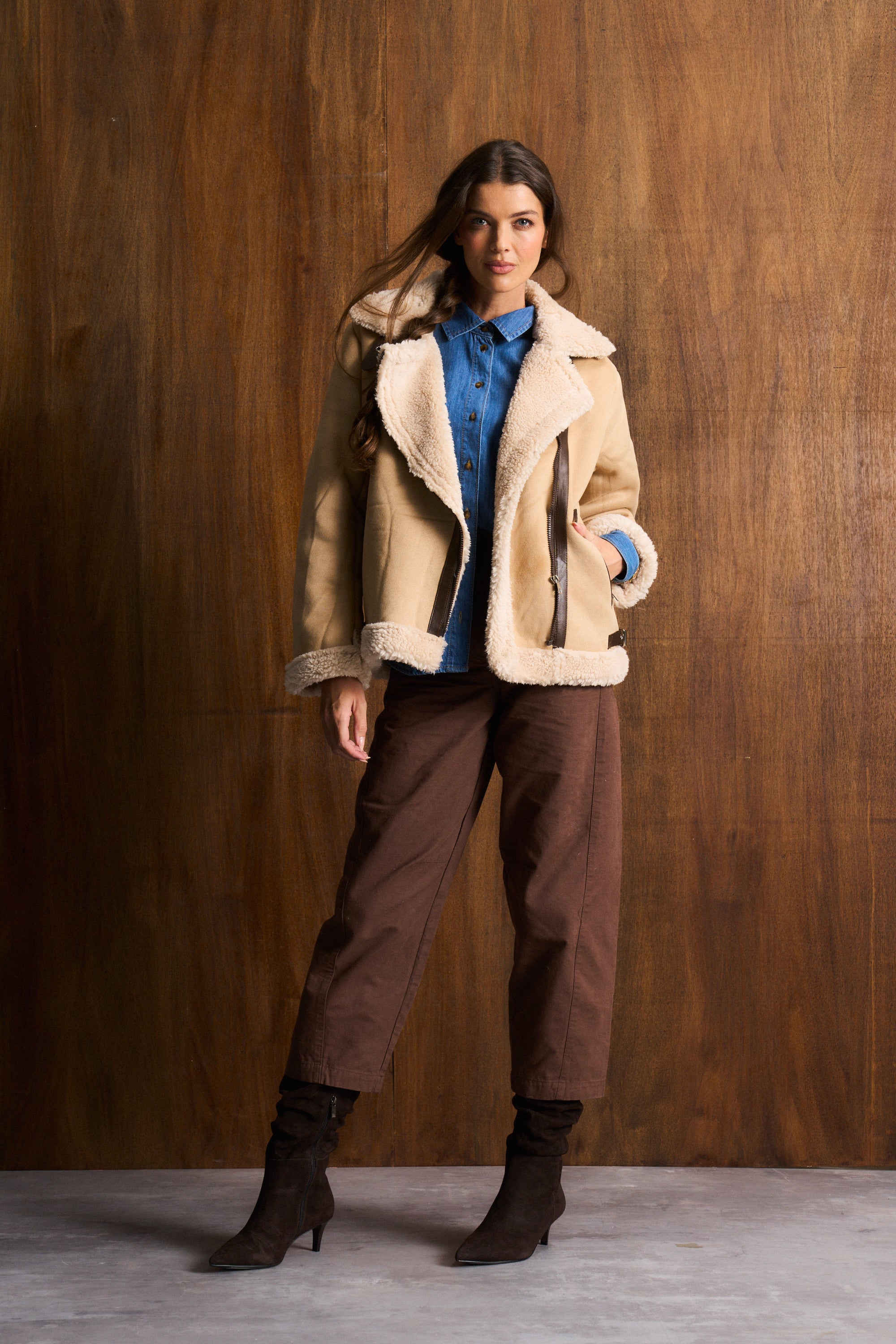 Stone Shaggy Sherpa Jacket