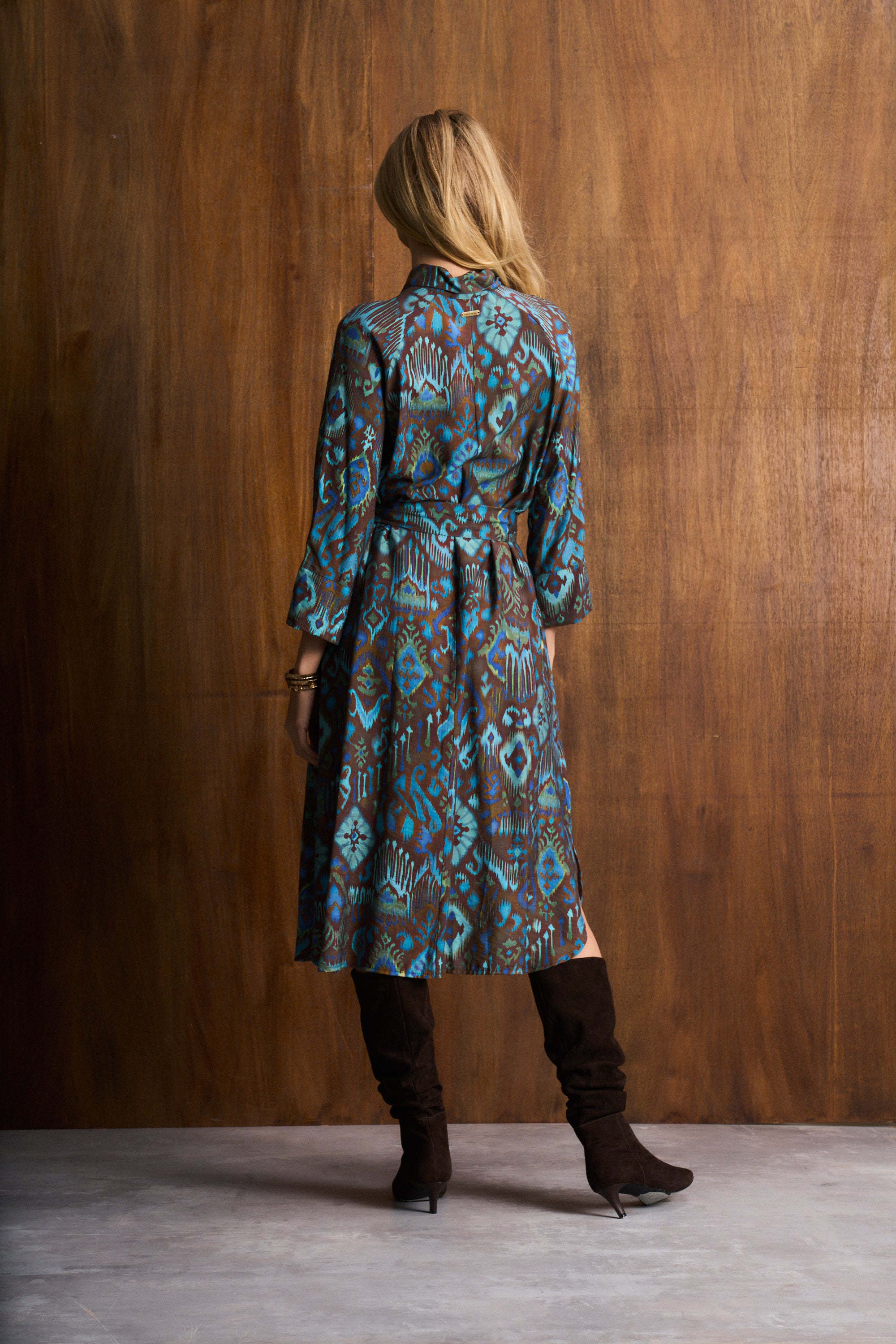 Desert Aztec Belted Shirt Dress