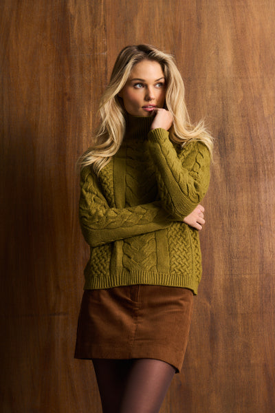 Moss Cosy Supersoft Viscose Cable Knit – KOKONOVA Moss Cosy Supersoft Viscose Cable Knit – KOKONOVA