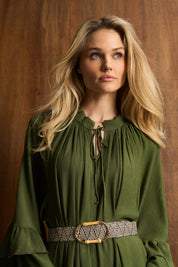 Khaki Ruffle Dress