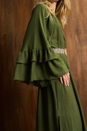 Khaki Ruffle Dress