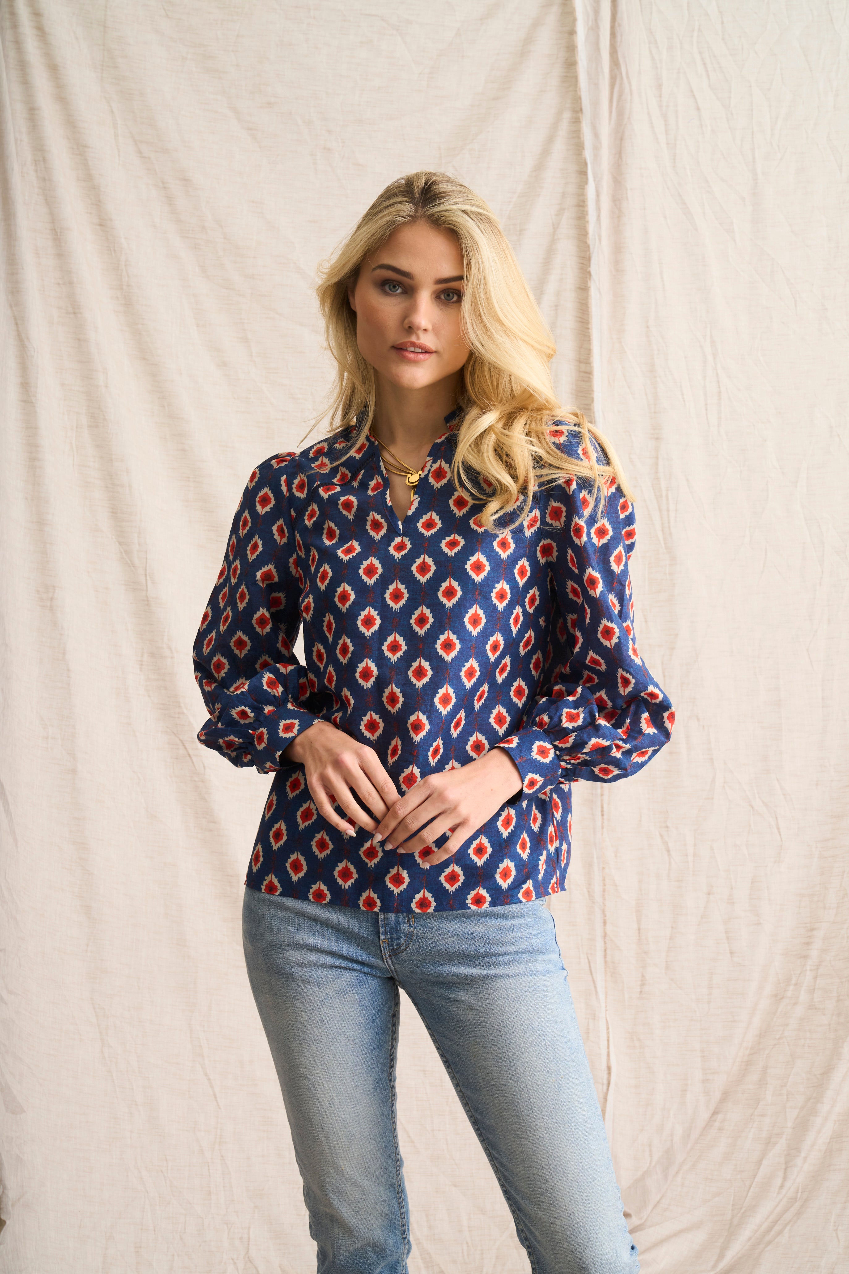 Navy Nadia Voile Blouse – Light & Elegant Summer Essential