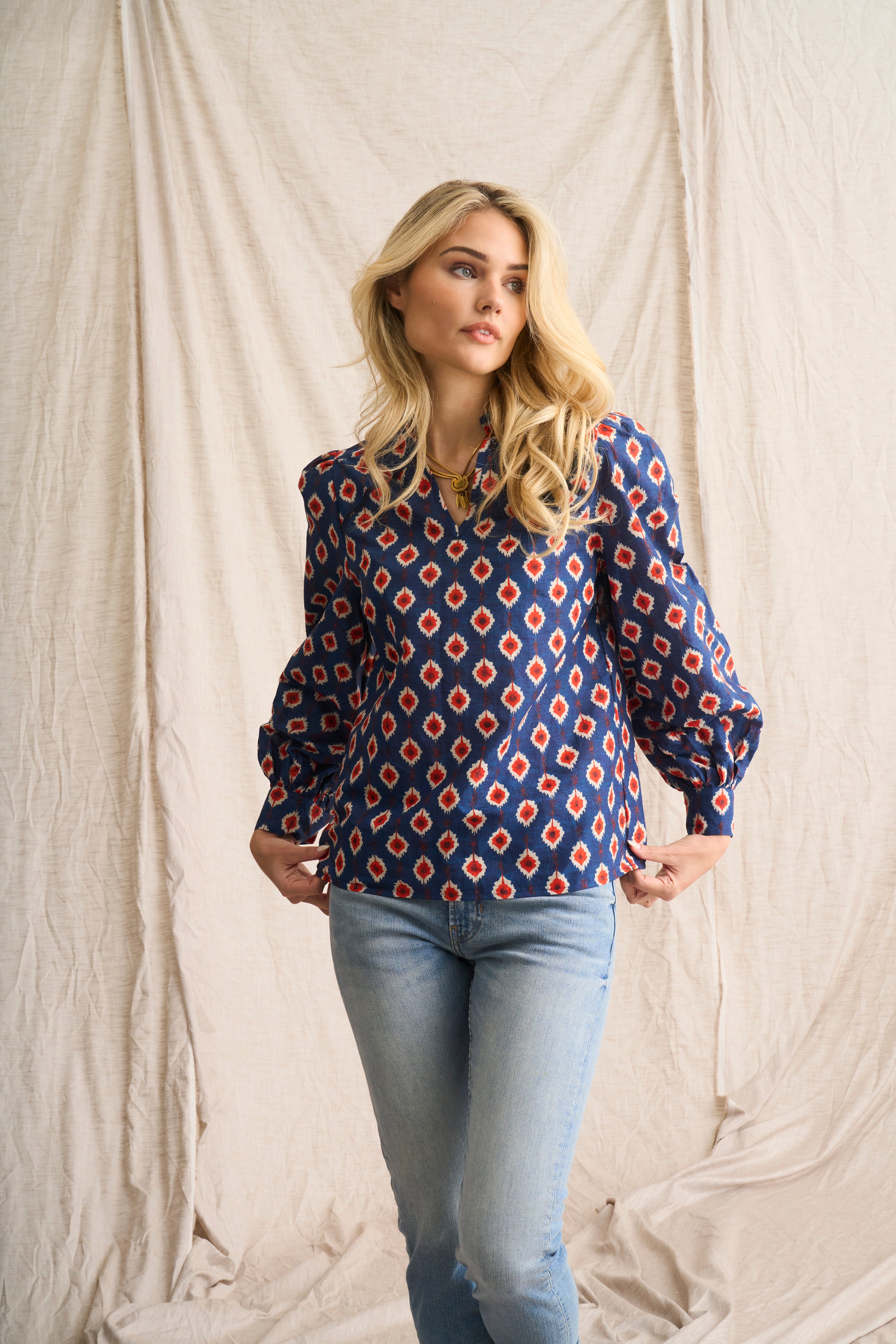 Navy Nadia Voile Blouse – Light & Elegant Summer Essential