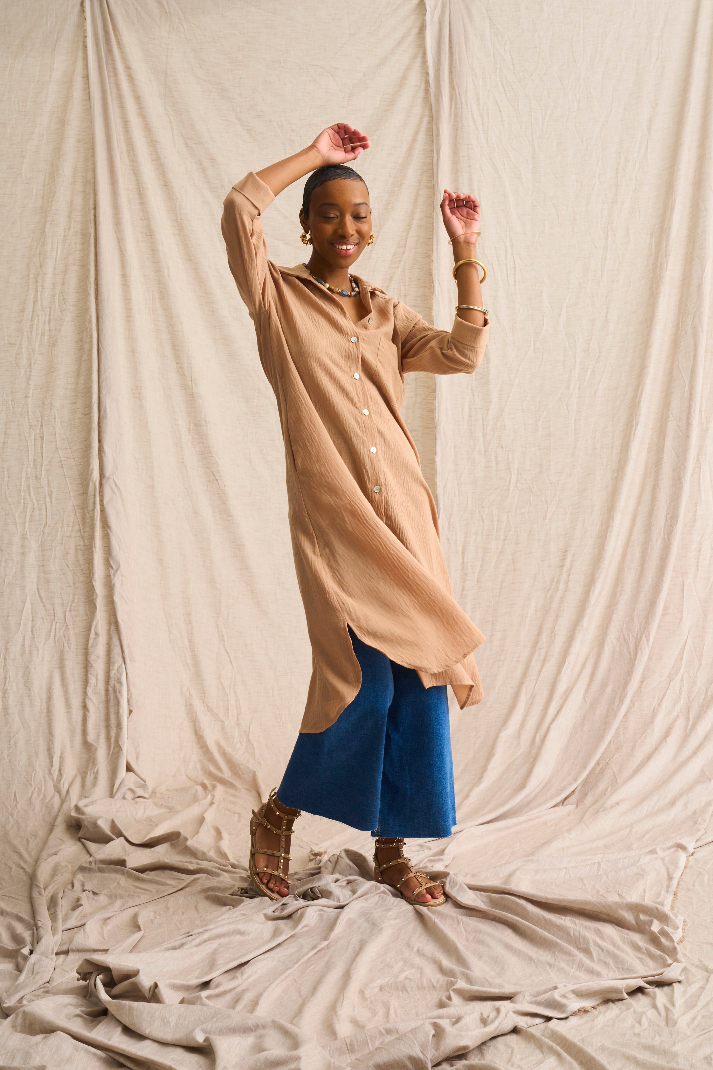 Misty Linen Blend Shirt Dress – Famous Easy-Wearing Style with Pockets