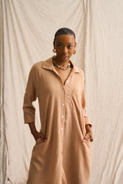 Misty Linen Blend Shirt Dress – Famous Easy-Wearing Style with Pockets