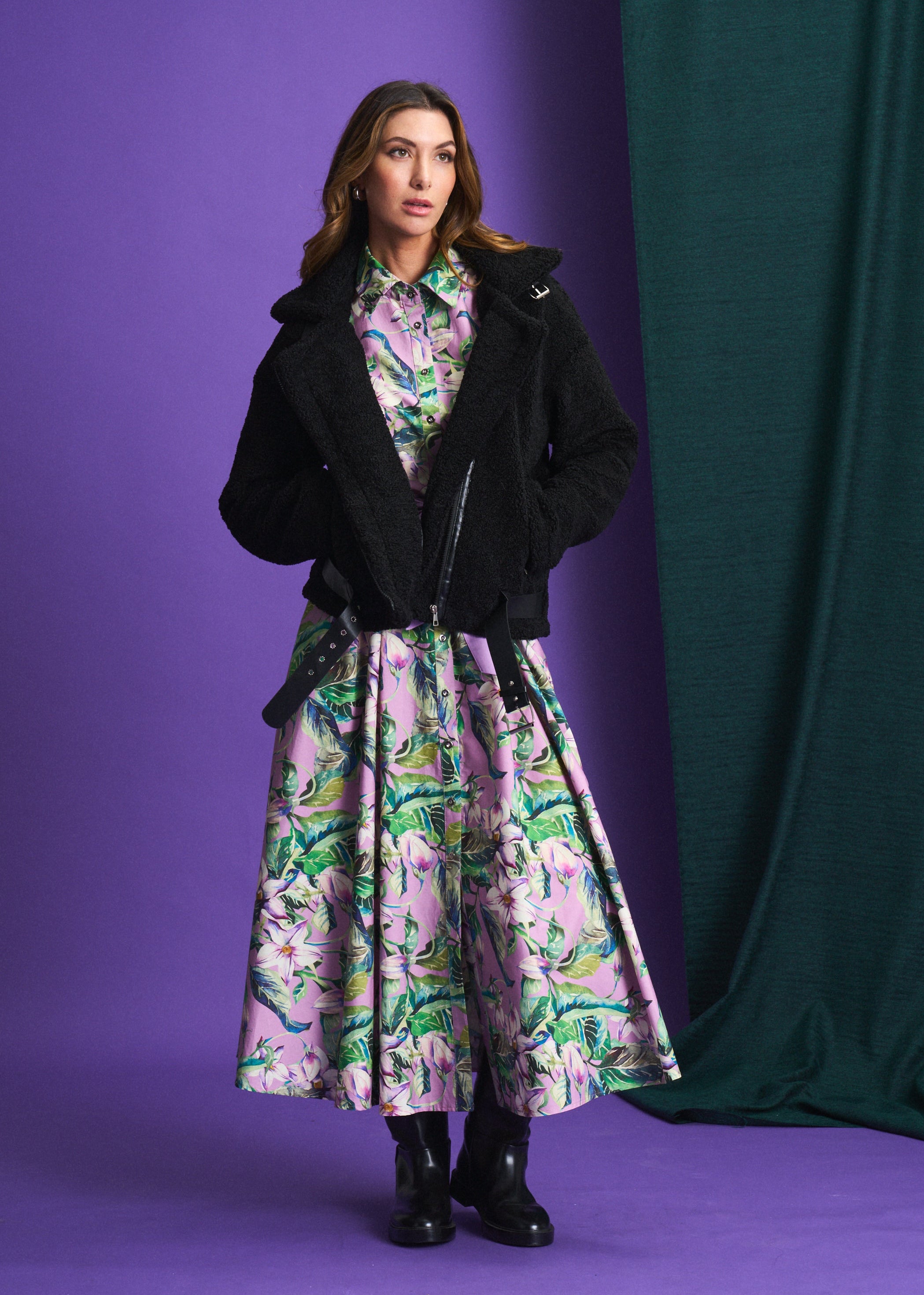 Violet Penelope Meadow Check Pintuck Dress