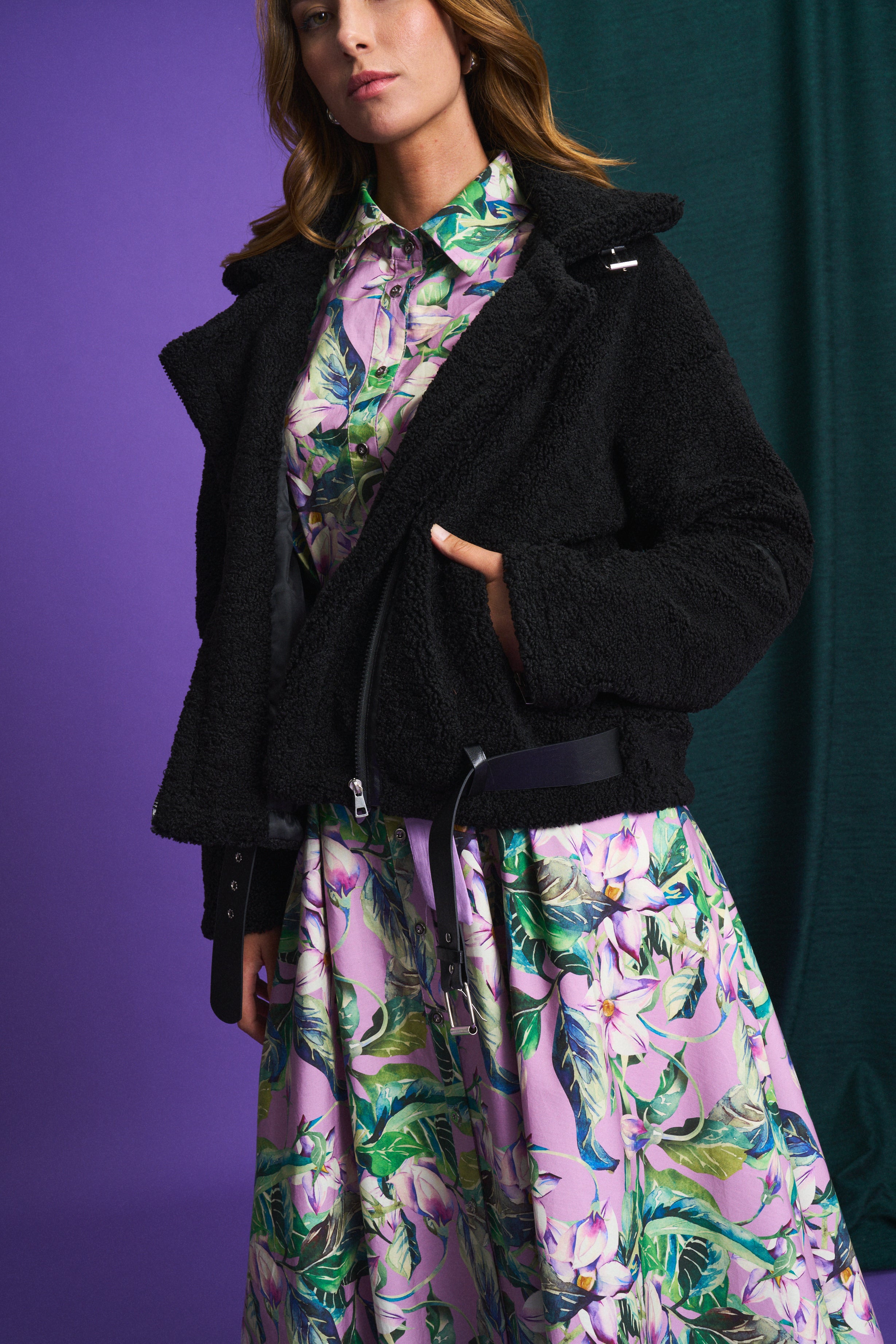 Midnight Sherpa Biker Jacket