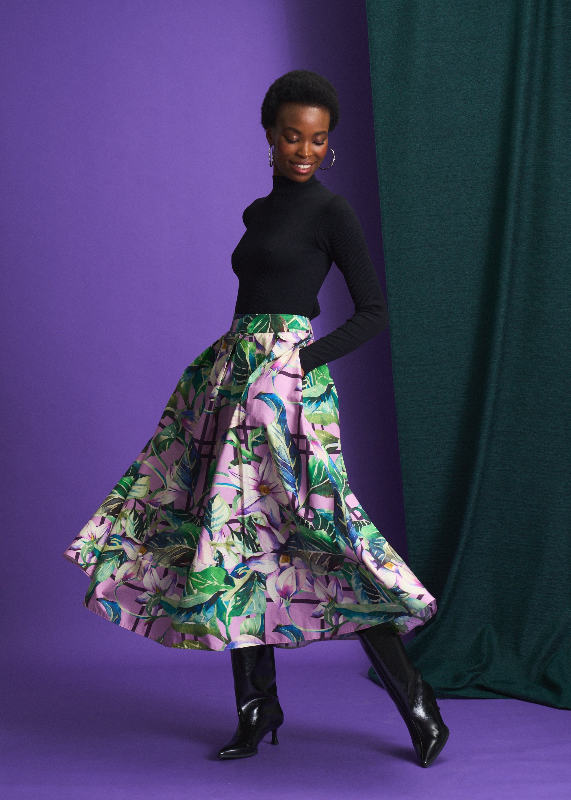 Violet Meadow Check Hoop Skirt