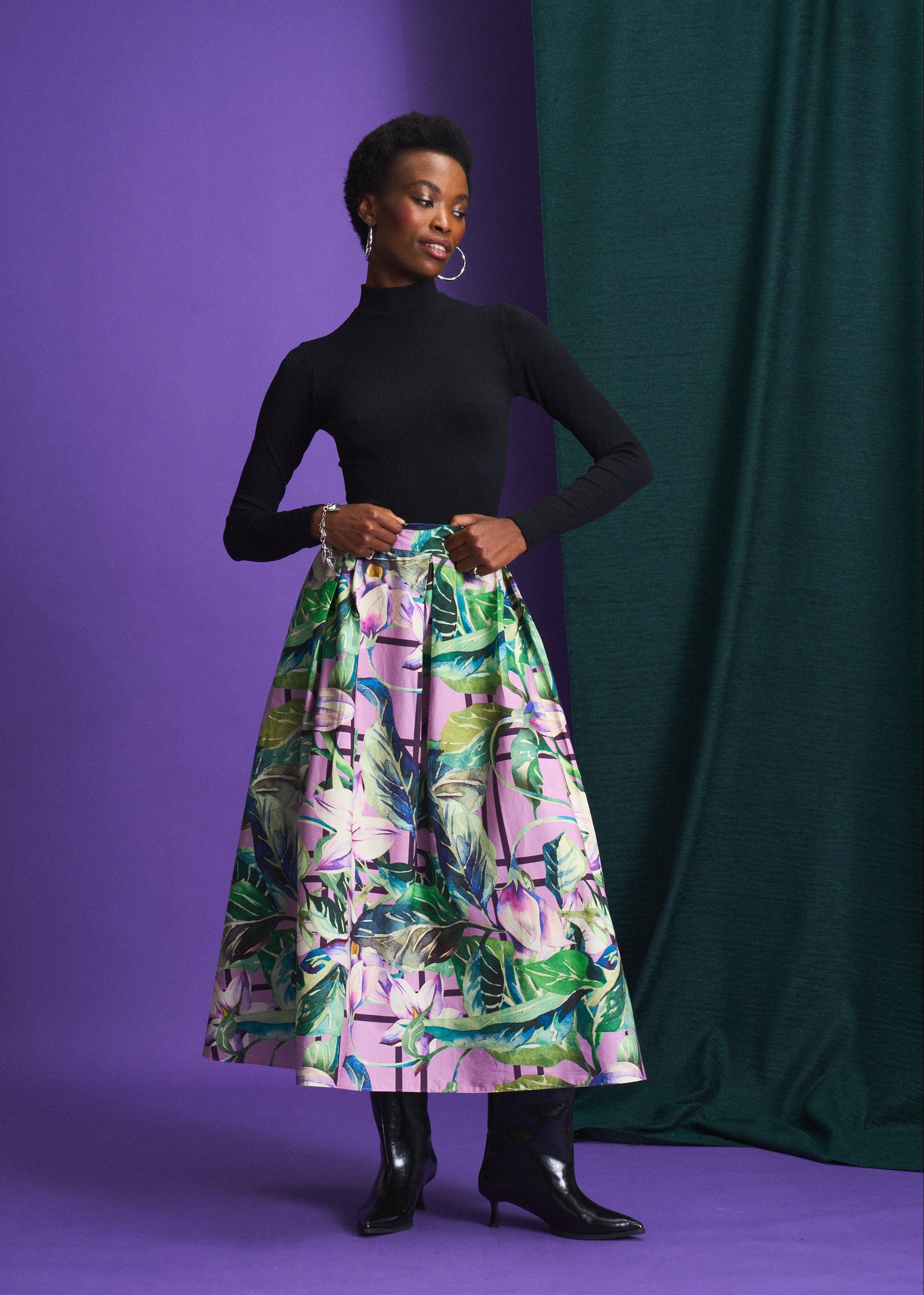 Violet Meadow Check Hoop Skirt