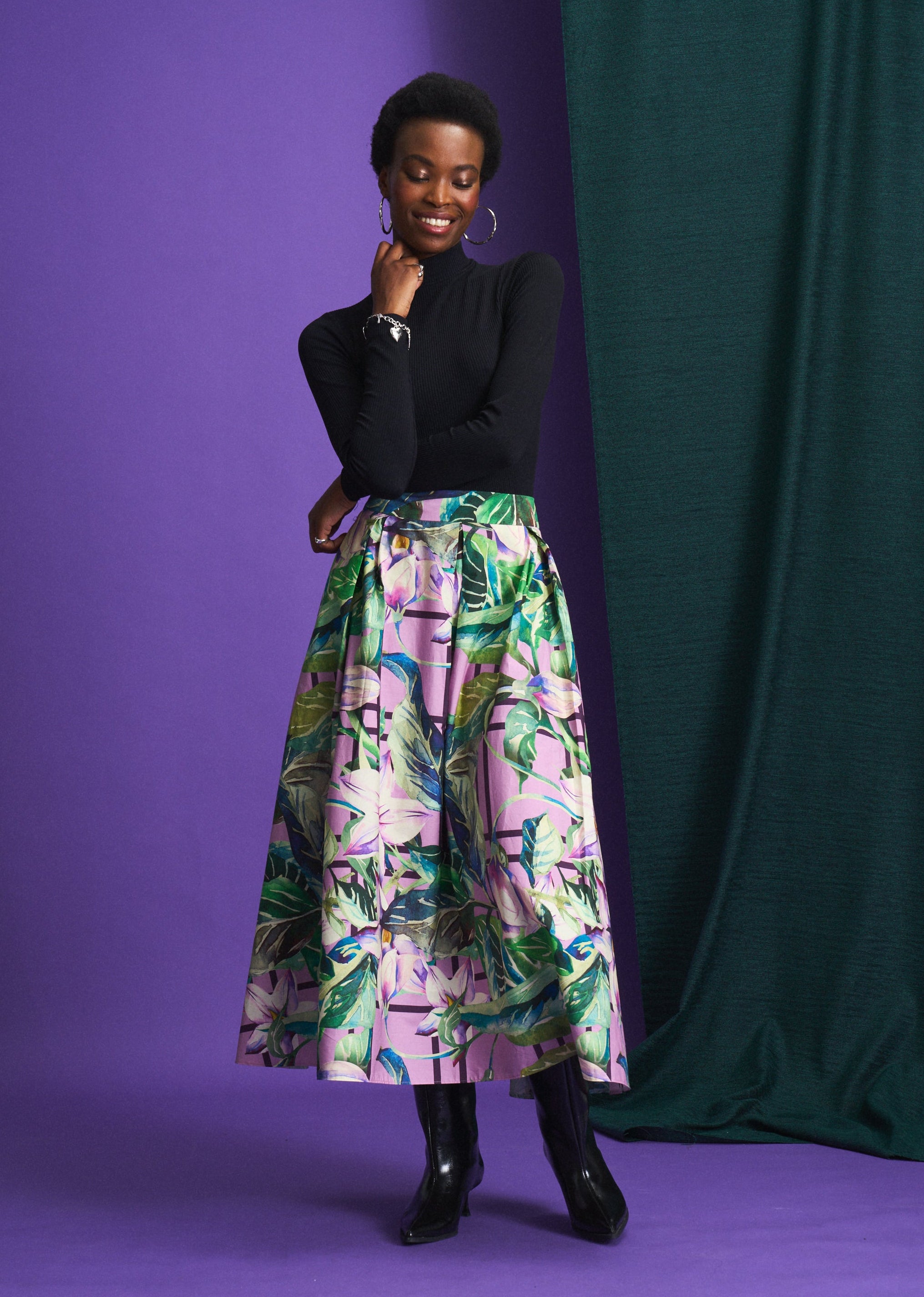 Violet Meadow Check Hoop Skirt