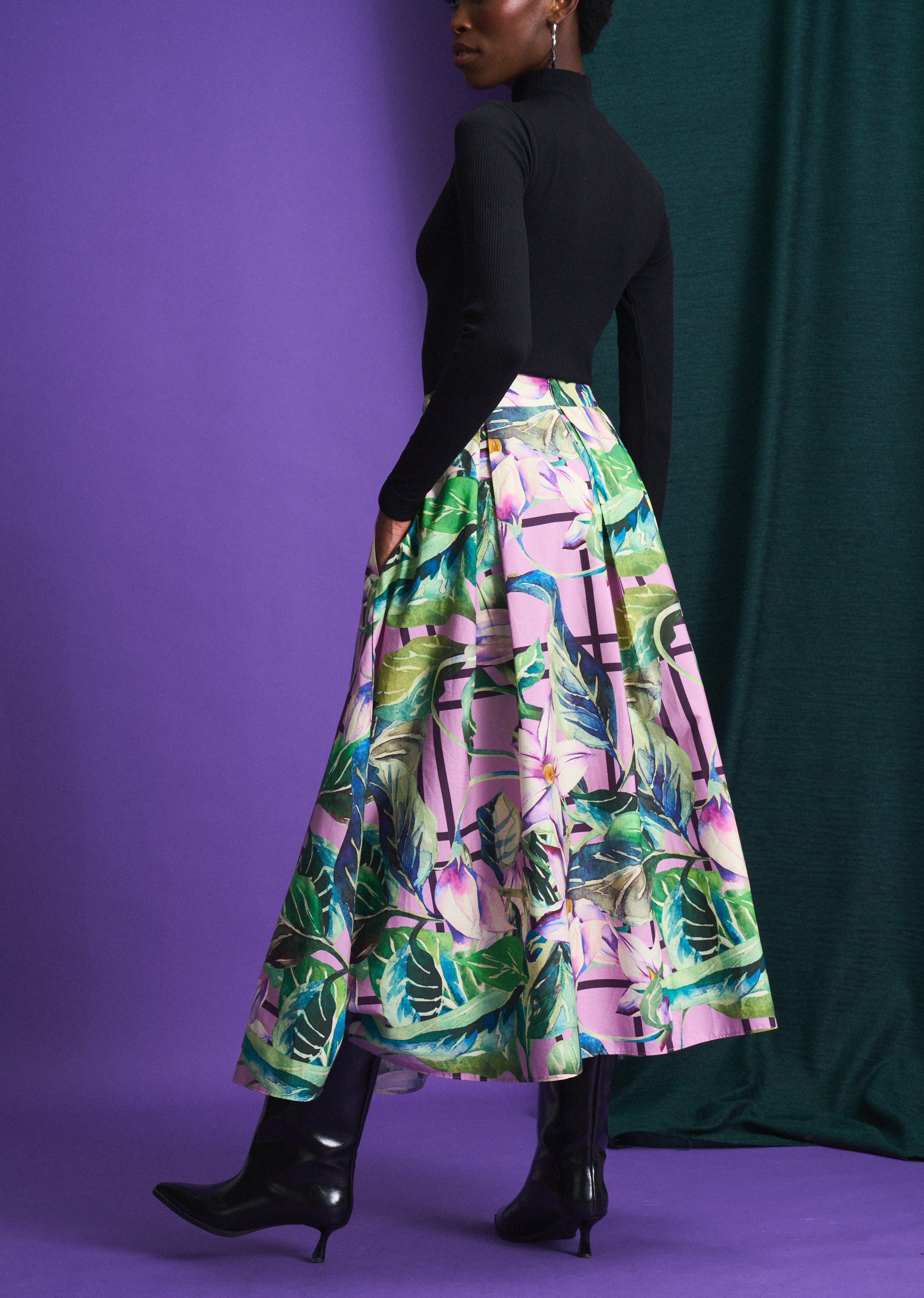 Violet Meadow Check Hoop Skirt