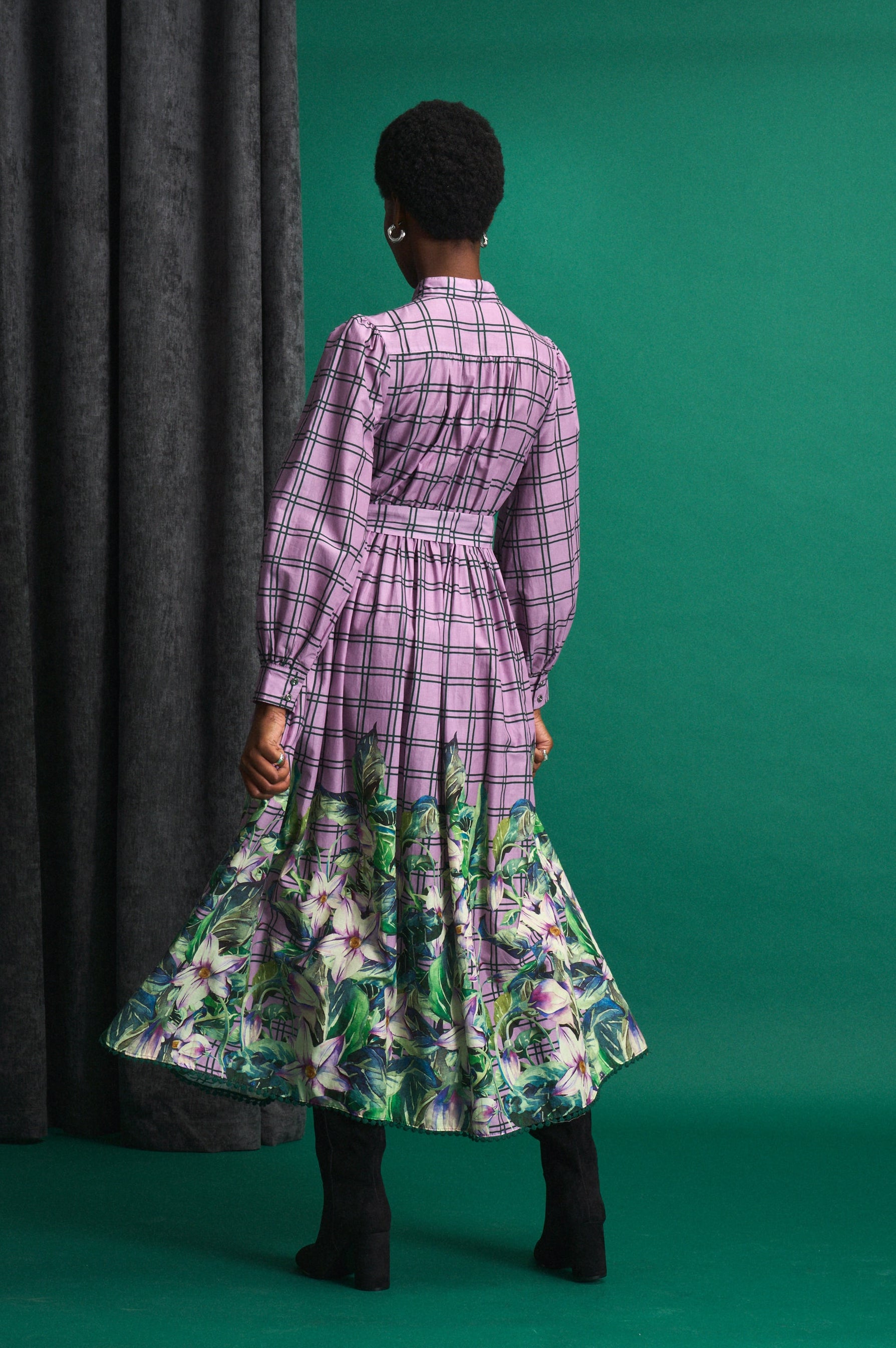 Violet Meadow Check Maxi Dress