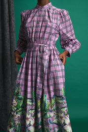 Violet Meadow Check Maxi Dress