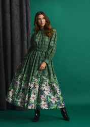 Green Meadow Check Maxi Dress