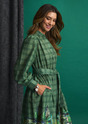 Green Meadow Check Maxi Dress