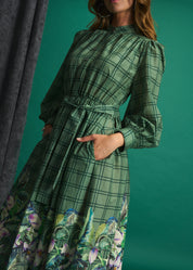 Green Meadow Check Maxi Dress